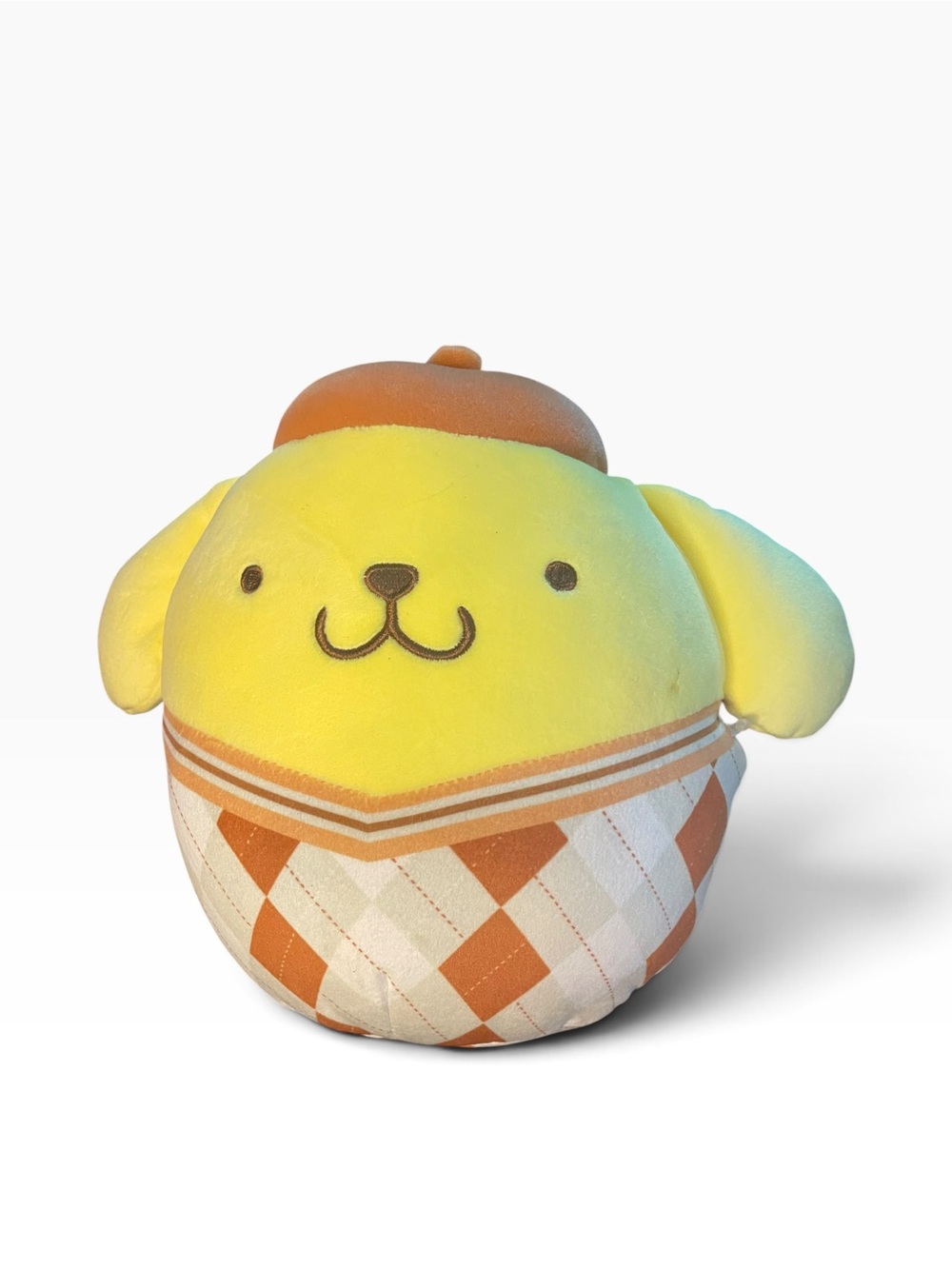 Sanrio Squishmallows 8” Pompompurin in Argyle Sweater NWT